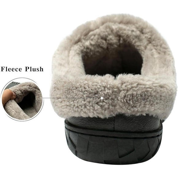 New Men's Slipper Moccasin Size 6-7 Dark Gray Faux Fur - Picture 4 of 17